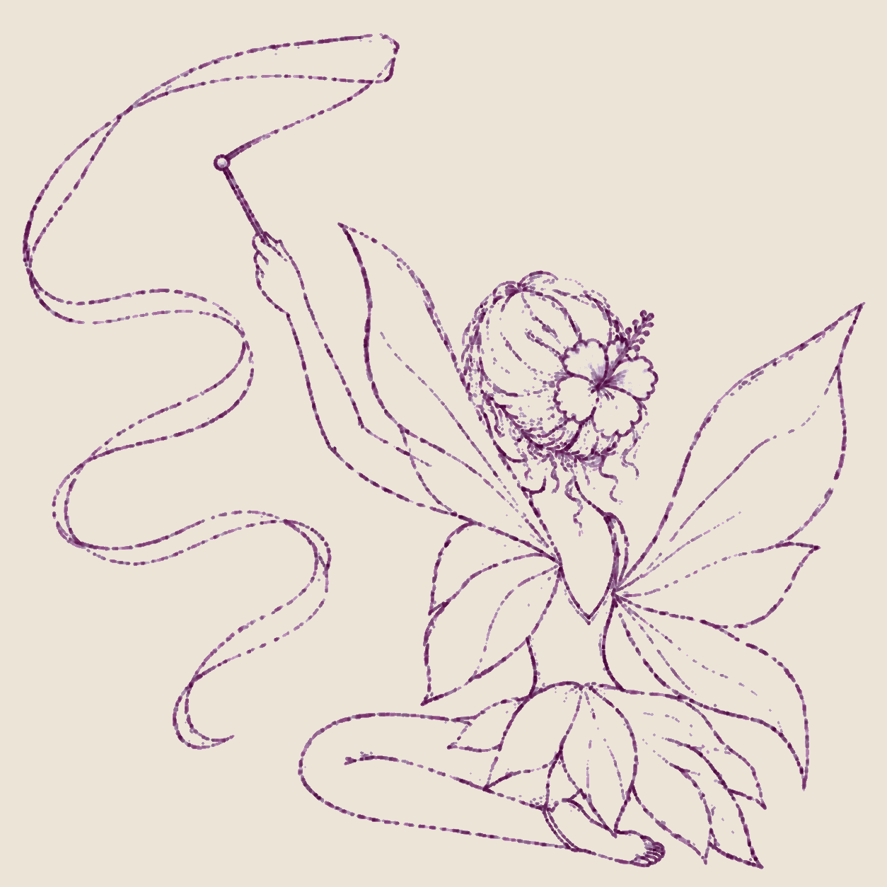 Rhythmic gymnastics fairy illustration